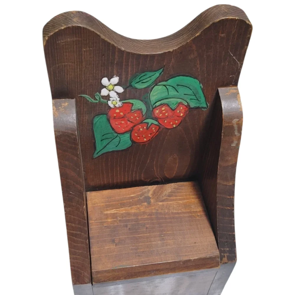 Wooden Hand Painted Strawberry Wall Box Vintage Cottagecore Decor